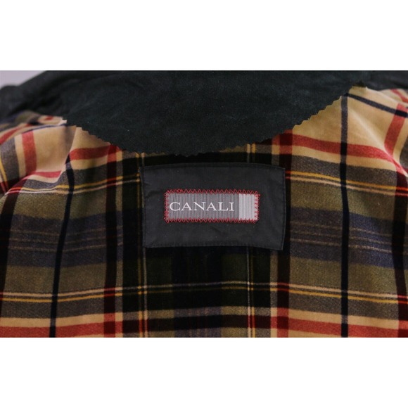 Canali Black Waxed Cotton-Leather Barn Jacket 40/Medium - Picture 10 of 12
